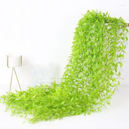 Decorative Flowers 10PCS Artificial Plant Vines Wall Hanging Rattan Branches Outdoor Garden Home Decoration Fake Wicker Leaf Green Ivy