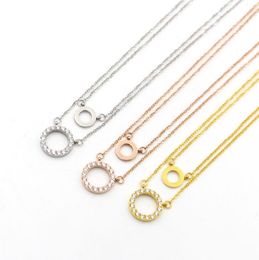 Pendant Necklaces Fashion Stainless Steel Rose Gold Colour Love Multilayer Double Crystal Circle Necklace Women Gift