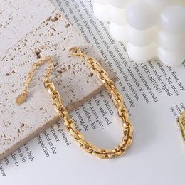 Link Bracelets Chunky Chain For Women Men Gold Silver Colour Stainless Steel Rectangle On Hand Hiphop Jewellery Wholesale