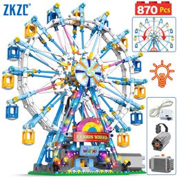 Blocks City Friends MOC Rotating Ferris Wheel Building Electric Bricks with Light Toys for Children Christmas Gifts 230111