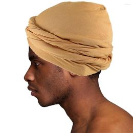 Berets Douhoow Ethnic Men's Turban Cap Stretchy Wrap-around Head India Retro National Soft Adult Male Bandage Caps Accessories