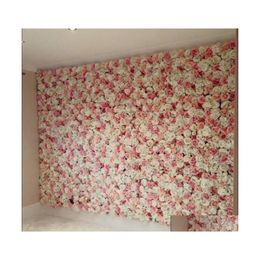 Decorative Flowers Wreaths 40X60Cm Artificial Row 18 Designs Silk Hydrangea Wall Panel Party Wedding Background Baby Shower Suppli Dhenh