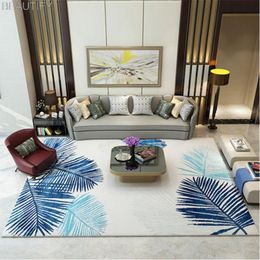 Carpets 160X230Cm Nordic Feather Pattern Carpet Blue For Living Room Home Decor Kids Bedroom Thick Soft Bedside Area Rug Table Floor Mat