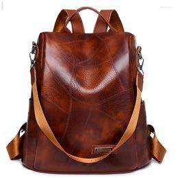 School Bags 2023 High Quality Leather Ladies Backpack Luxury Designer Women Shoulder Bag Girls Solid Colour Anti Theft