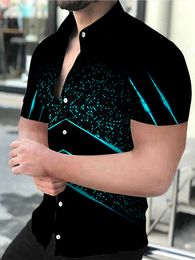 Men's Casual Shirts Luxury Man Shirt Male Summer Hawaiian Print Social Short Sleeve Single Button Slim Blouses Mens Designer Clothes 230111
