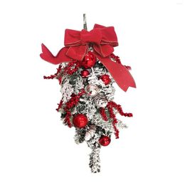Decorative Flowers The Cordless Prelit Red And White Holiday Trim Front Door Wreath Christmas Home Decoration Festive Party Supplies#30