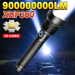 Flashlights Torches 9000000LM Most Powerful LED Flashlight 500W USB Rechargeable Torch Light 6000Meter XHP360 High Power Flashlight Tactical Lantern 0109