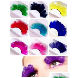 False Eyelashes New Feather Festivals Colorf Stage Lightweight Overlength Pure Colour Cring One Pair Drop Delivery Health Beauty Makeu Dhbq2