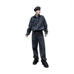 Men's Pants Trend Men's Fashion Retro Denim Jumpsuit Simple Casual Performance Trousers