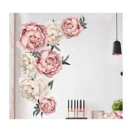 Wall Stickers Peony Rose Flowers Sticker Art Nursery Decals Kids Room Home Decor Gift Muurstickers Voor En Kamers Drop Delivery Garde Dhzdk