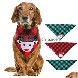 Dog Apparel Christmas Bandana Elk Printed Pet Washable Decoration Scarf Handkerchiefs Bibs Accessories Saliva Towel Collar N Dhgarden Dhabj