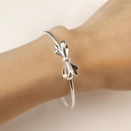 Bangle 5pcs Lot Silver Plated Cute Woman Romantic Bow Bangles For Women Bracelets Fashion Party Wedding Jewellery Holiday Cuff