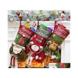 Christmas Decorations Creative Large Size Stocking Children Party Candy Bags Sock Gift Bag Xmas Tree Ornaments Home Decoration Festi Dh6I2