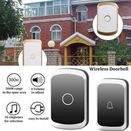 Doorbells Wireless Waterproof Doorbell Smart 300M Remote US EU UK Plug LED Flash Home Cordless Door Bell Wifi1