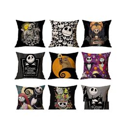 Cushion/Decorative Pillow 107 Designs Halloween Pillowcases Witch Pumpkin Design Cushion Er Square Case Slip Drop Delivery Home Gard Dhfqb