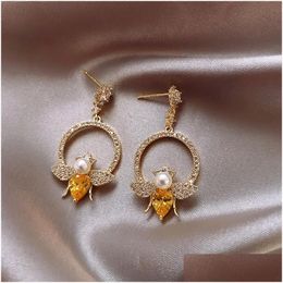 Dangle Chandelier Fashion Jewellery S925 Sier Post Earrings Diamond Rhinstone Small Bee Drop Delivery Dhvpm