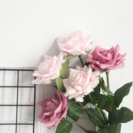 Decorative Objects Figurines 5pcslot 12cm Decor Rose Artificial Flowers Silk Floral Latex Real Touch Wedding Bouquet Home Party Design 230110