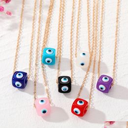 Pendant Necklaces Resin Square Evil Eye Bead For Women Blue Eyes Necklace Drop Delivery Jewelry Pendants Dheau