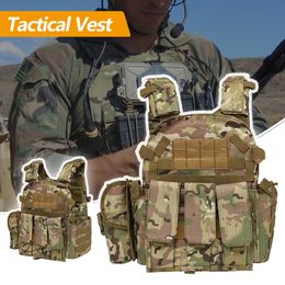 Men's Vests Nylon Molle Webbed Gear Tactical Vest Body Armour Hunting Airsoft Accessories 6094 Pouch Combat Camo Military Army Vest 230111