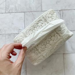 Storage Bags Embroidered Tissue Holder Vintage Lace Napkin Container Decorative Case Cover For Home Office Desktop Organiser