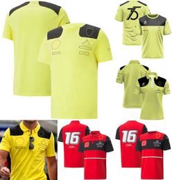 F1 TAKIM 75. T-Shirt Formül Hatıra Polo Gömlek Kısa Kollu Yaz Yarışı Sürücüsü Sarı T-Shirts Jersey Nefes Alabilir