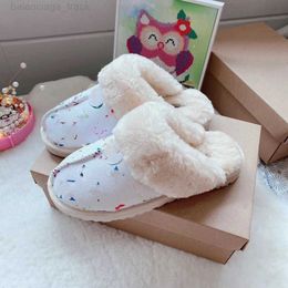 designer australian suede Half slipper scuffette kids baby infant fluff fuzz yeah slide boy girl child winter flat australian booties fur