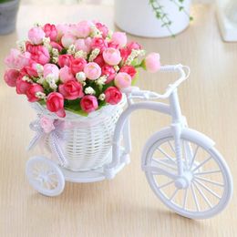 Decorative Flowers Artificial Flower Nostalgic Bike Garden Bicycle Decor Plant Stand Mini For Home Wedding Decoration