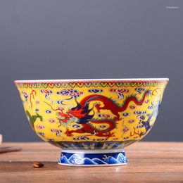 Bowls Household Ceramic Rice Bowl Single Antique Small High Foot Anti-Scald Eating Chinese Style Shouwan