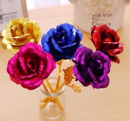 Christmas Day Gift 24k Gold Foil Plated Rose Creative Gifts Lasts Forever Rose for Valentine Day girl gifts FY7455 tt0111