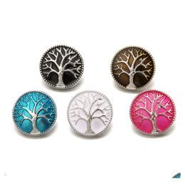 Other Snap Button Jewellery Components Enamel Tree 18Mm Metal Snaps Buttons Fit Bracelet Bangle Noosa Z02039 Drop Delivery Findings Dhmyv