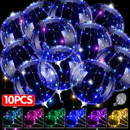 Other Decorative Stickers 10Pcs Christmas LED Light Up Bobo Balloons Helium Glow Bubble Flashing for Year Party Birthday Wedding Decor 230110