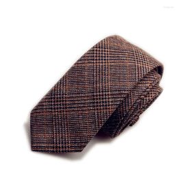 Bow Ties Men Slim Wool Fashion Plaid Neck Tie Winter Necktie