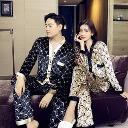 Men's Sleepwear Couple Velvet Pyjama Men Autumn Winter Long Sleeve Casual Nightwear Pyjamas Suit Home Clothes Sleep Set 230111