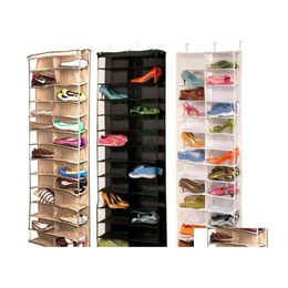 Clothing Wardrobe Storage Household Usef 26 Pocket Shoe Rack Organiser Holder Folding Door Closet Hanging Space Saver With 3 Colour Dhsmo