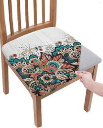 Chair Covers Mandala Flower Wood Grain Elasticity Cover Office Computer Seat Protector Case Home Kitchen Dining Room Slipcovers