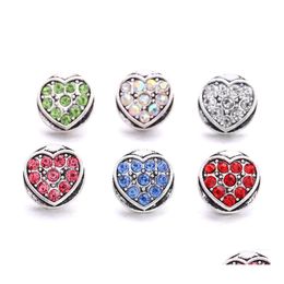 Other Fashion Heart Rhinestone Snap Button Jewellery Components 12Mm Metal Snaps Buttons Fit Earrings Bracelet Bangle Noosa Tz002 Drop Dh9Ev