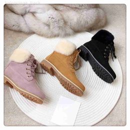 2022 Women Chunky Boots Suede Leather Australian Sheepskin Wool Shearling Lining Lace Up Boot Australia WGG Winter Booties Fur Shoes Cuff