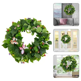 Decorative Flowers Wreath Door Garland Front Wreathsdecor Spring Artificial Farmhouse Decoration Welcome Outdoor Porch Wall Willow Leaf