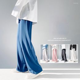 Men's Pants Breathable Summer Thin Casual Baggy Men Fashion Loose Ice Silk Drape Wide Leg Mopping Trousers Streetwear Couple