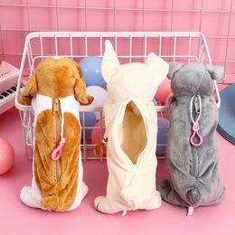 Cartoon Plush Pencil Case Pupils Large-Capacity Cute Stationery Bag Dog Doll Zipper Stationery Box FSTLY152