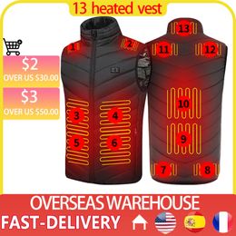 Men's Vests 13PCS Heated vest Heating Vest Jacket Men Women Coat Infrared USB Electric Heating Waistcoat For Sports Hiking Winter Heated 230111