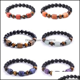 Beaded Natural Lava Stone Strands Yoga Energy Healing Charm Bracelets For Women Men Handmade Fashion Party Club Jewellery Drop Delivery Dhr1B