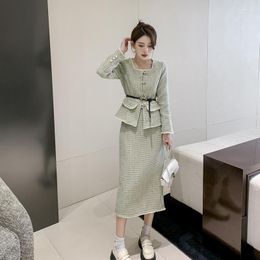 Casual Dresses Autumn/winter 2023 Long Skirts Socialite Small Sweet Wind Two-piece Suit Female Senior Dress