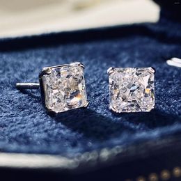 Stud Earrings Flower Cut 2ct Diamond Earring Real 925 Sterling Silver Jewellery Promise Engagement Wedding For Women Men