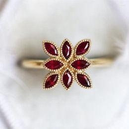 Wedding Rings Retro Creative Marquise Cut Red Zircon For Women Classic Fashion Gold Color Party Engagement Jewelry