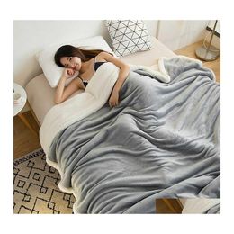Blankets Double Thickening Lamb Cashmere Blanket Sofa Winter Super Warm Cosy Throw For Office Siesta Aircondition Bedspread Drop Del Dhskp
