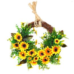 Decorative Flowers Garland Leaf Hanging Pendants Wedding SunflowerWreath White Christmas Wreath With Lights Hangers For Front Door Gold