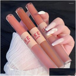 Lip Gloss Doubleheaded Matte Mirror Set Lipstick Waterproof Not Stick Cup Lasting Silky Glaze Tint Age Reduction Drop Delivery Healt Dhnyl