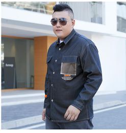 Men's Casual Shirts Japanese Retro Denim Long-Sleeved Shirt Autumn Loose Plus Size 9XL Streetwear Hip Hop Navy Blue Blouse