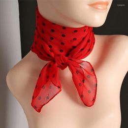 Scarves Spring Summer Women Chiffon Polka Dot Scarf Ladies Head Neck Square Silk Shawls Female Hair Ties Bands Neckerchief